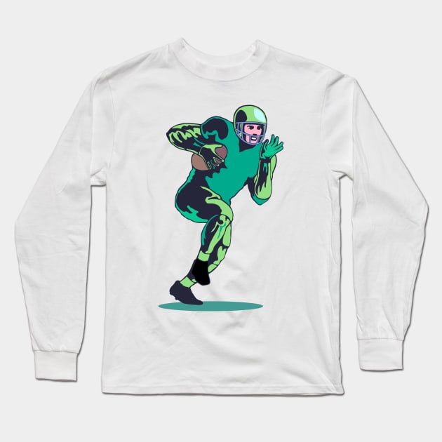 Running Back Rushing Ball Retro Long Sleeve T-Shirt by retrovectors